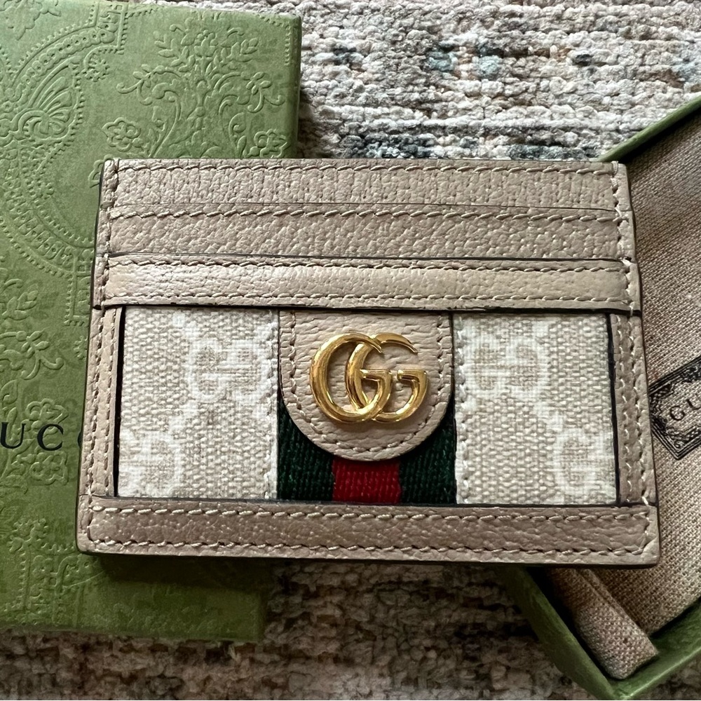 Gucci Ophidia GG Plaque Leather Cardholder
